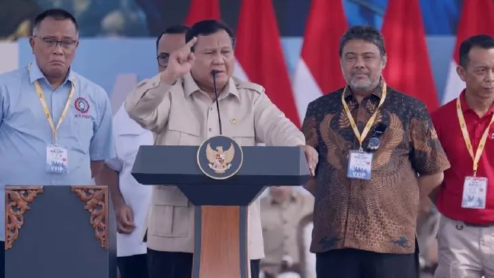 Pidato Depan Buruh, Prabowo: Gue Presidennya, Bukan Teddy